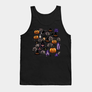 Halloween pumpkin houses and witch's hat design. Boo! Tank Top